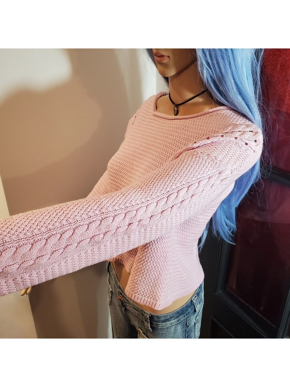 Garage Cropped Braid Crochet Sweater - Picture 3 of 6